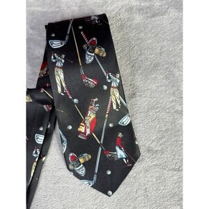 Golf Novelty Tie Mens OS Black Sports Clubs Bags Polyester Necktie